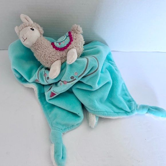 Mary Meyer Llama Alpaca Knotted Fleece Plush Lovey Security Blanket Teal - Picture 2 of 10